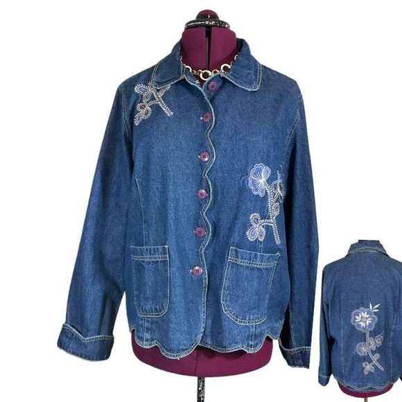 Embroidered Bloom Denim Jacket by Keren Hart